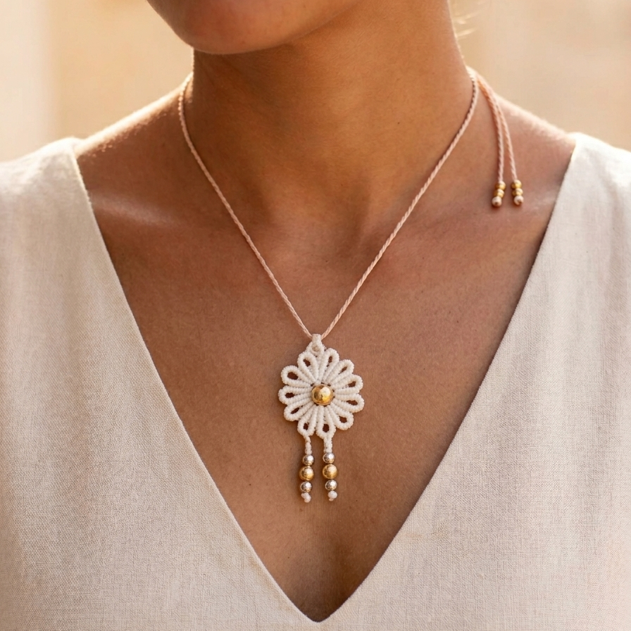 COLLAR FLOR DE SOL BEIGE