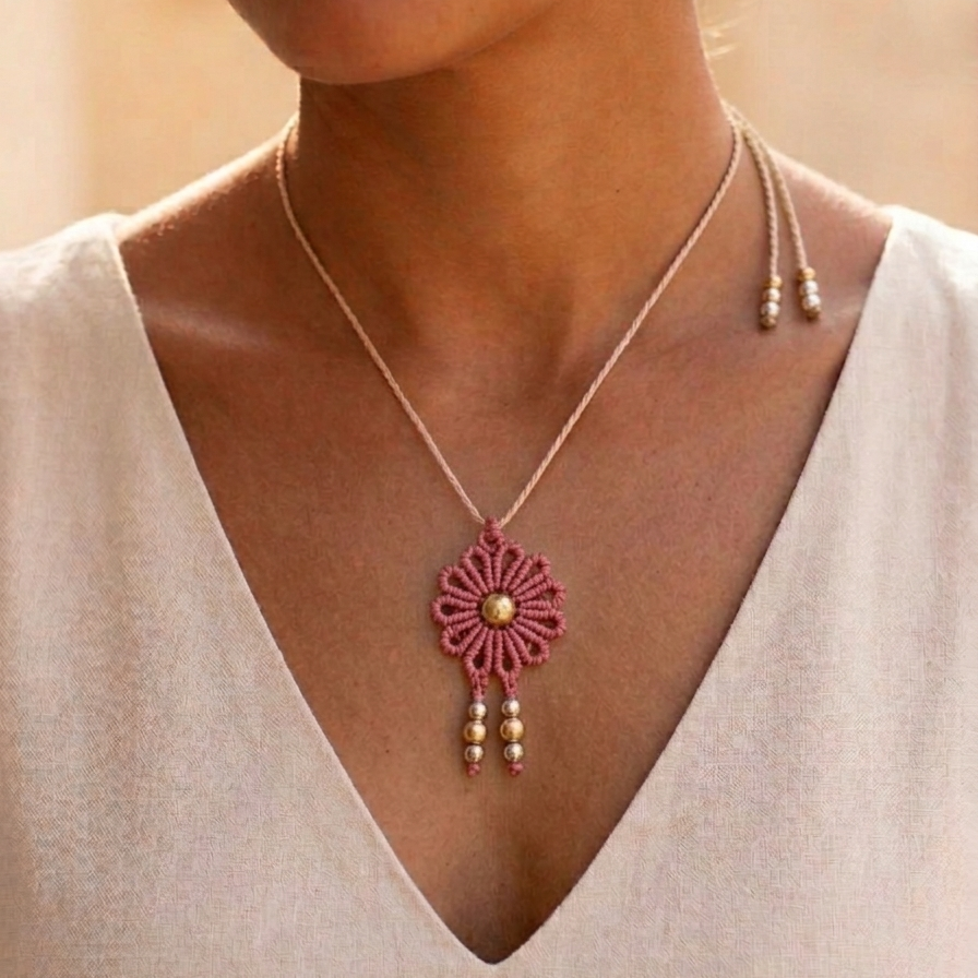 COLLAR FLOR DE SOL ROSA