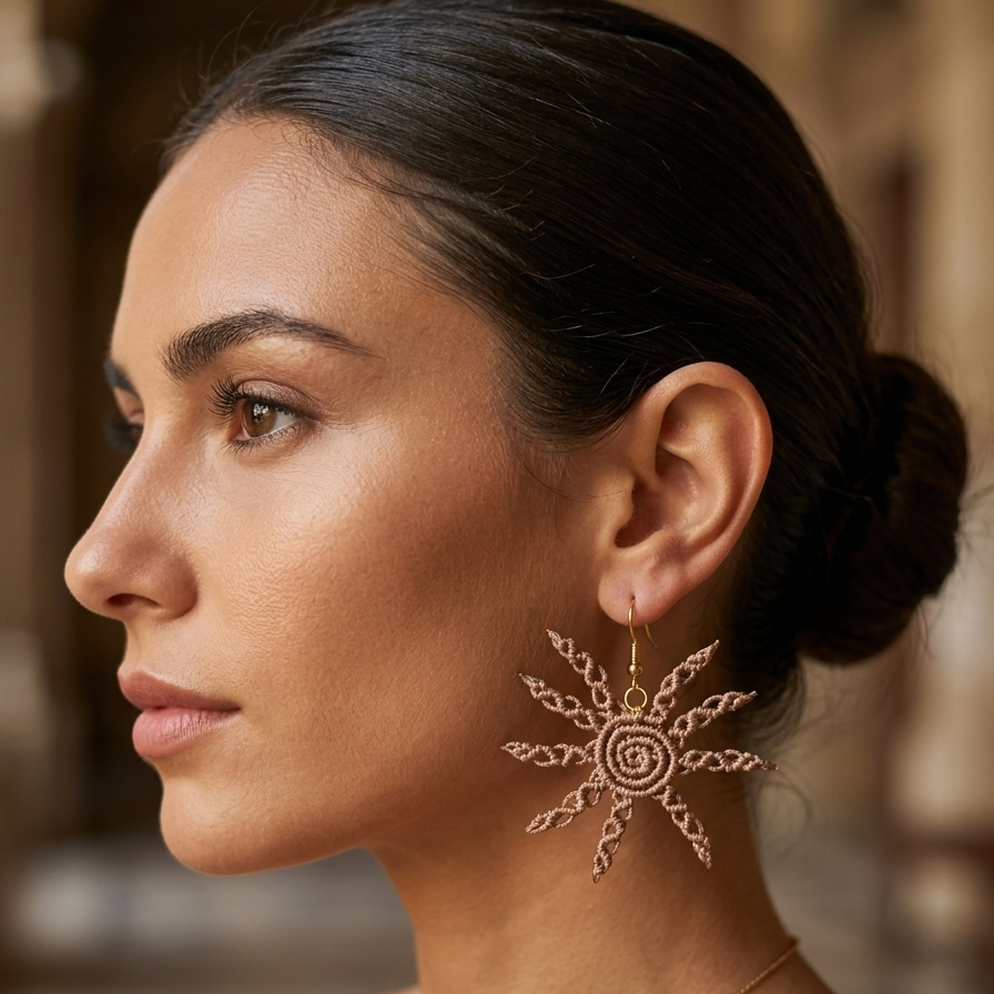 PENDIENTES SOL BEIGE BOHO CHIC