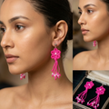 PENDIENTES FLOR ROSA FLÚOR