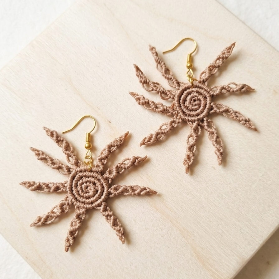 PENDIENTES SOL BEIGE BOHO CHIC