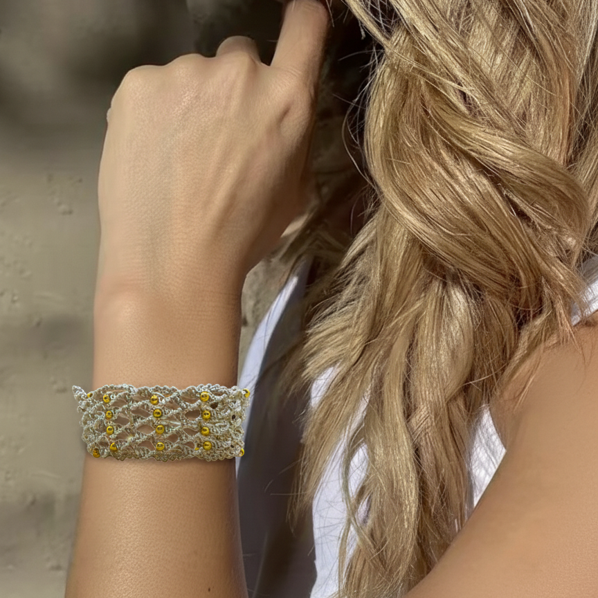 PULSERA REJILLA GRIS