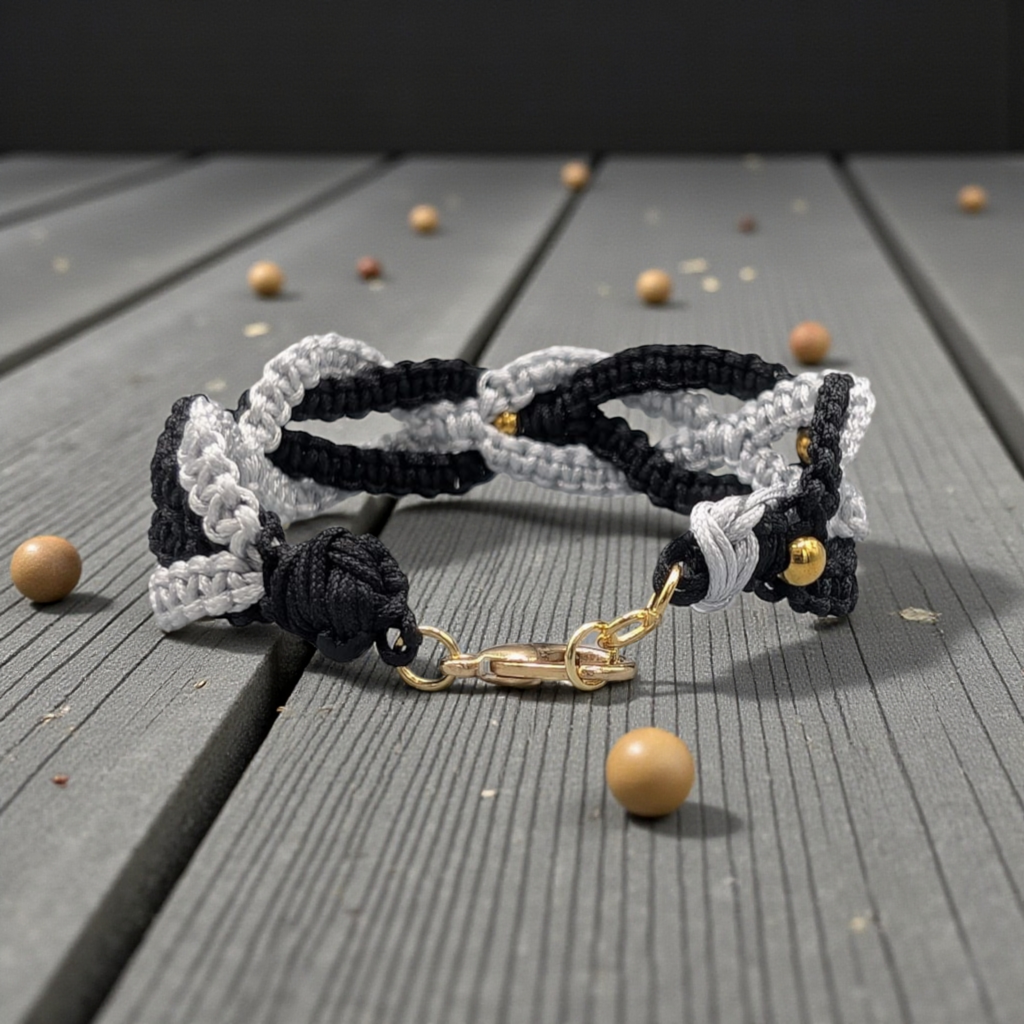 PULSERA DOS TONOS NEGRO Y GRIS