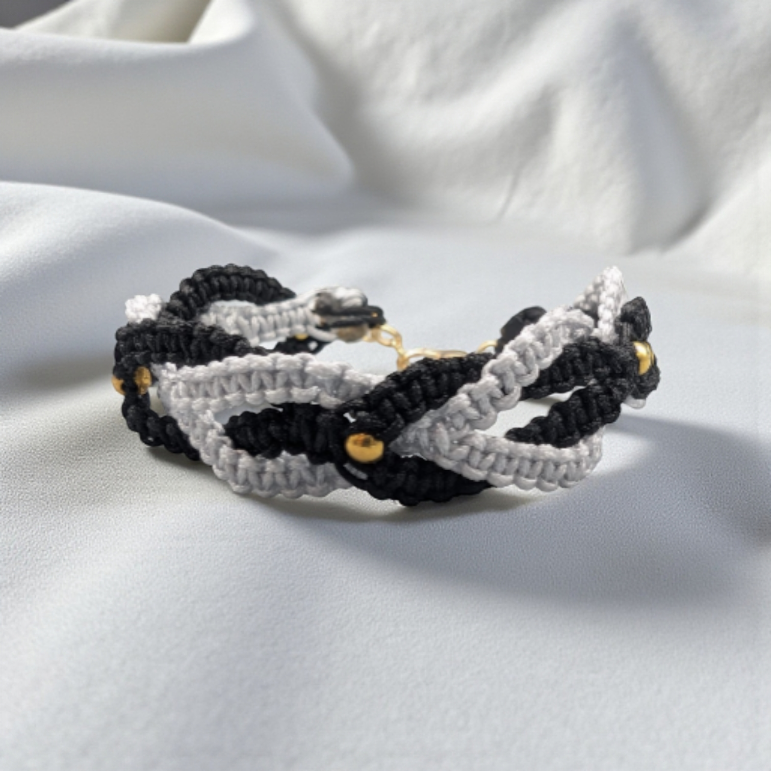 PULSERA DOS TONOS NEGRO Y GRIS