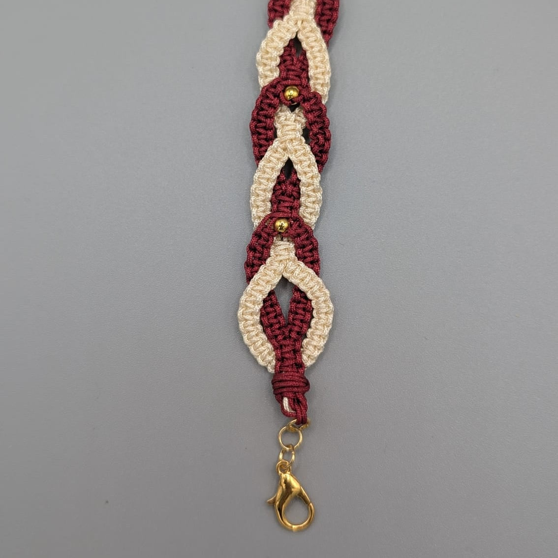 PULSERA DOS TONOS GRANATE Y BEIGE