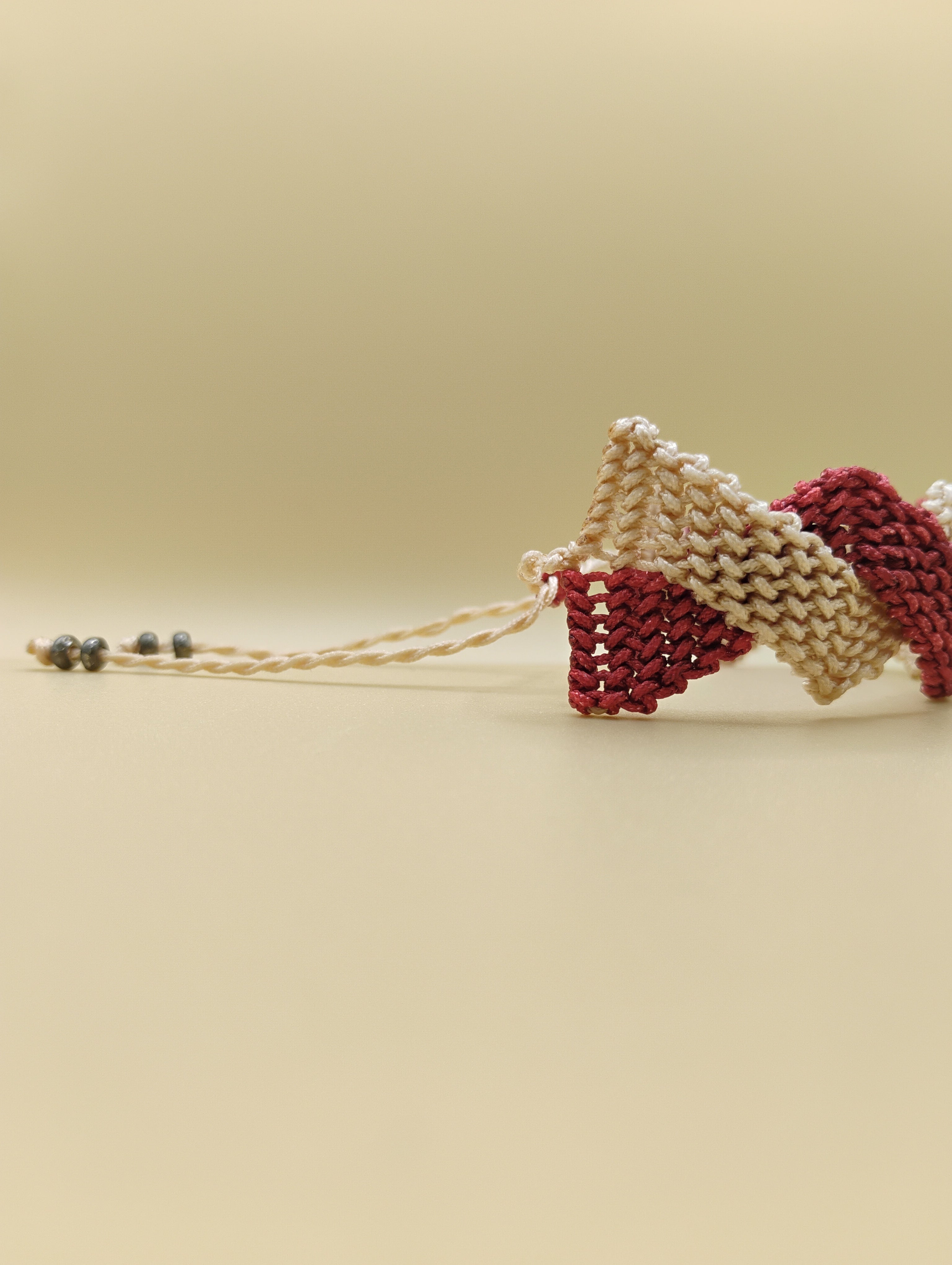 BRAZALETE DOBLE   ZIG-ZAG GRANATE Y CHAMPAN