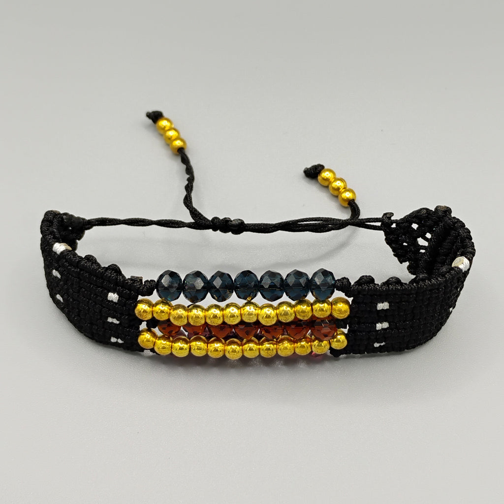 BRAZALETE NEGRO CON CRISTALES FACETADOS