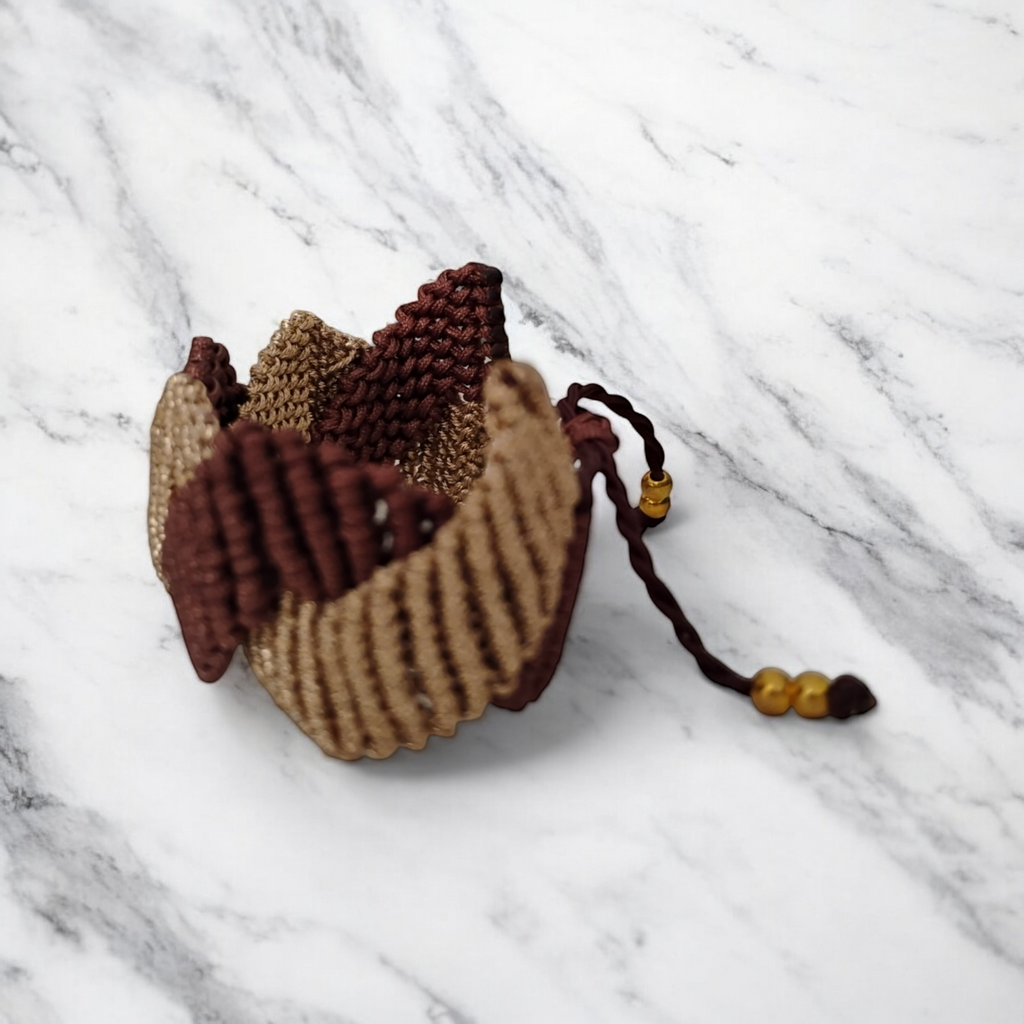 BRAZALETE DOBLE ZIG-ZAG MARRÓN Y DORADO