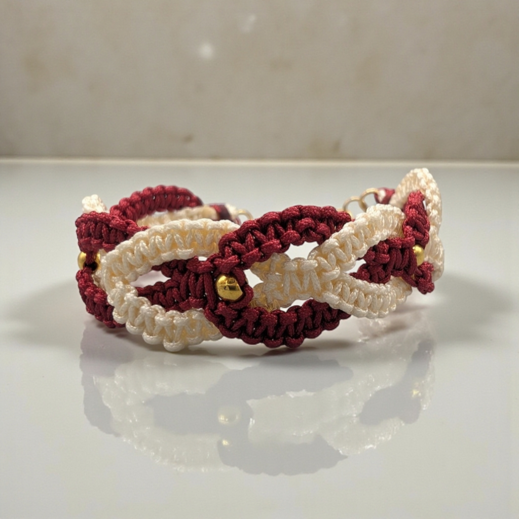 PULSERA DOS TONOS GRANATE Y BEIGE