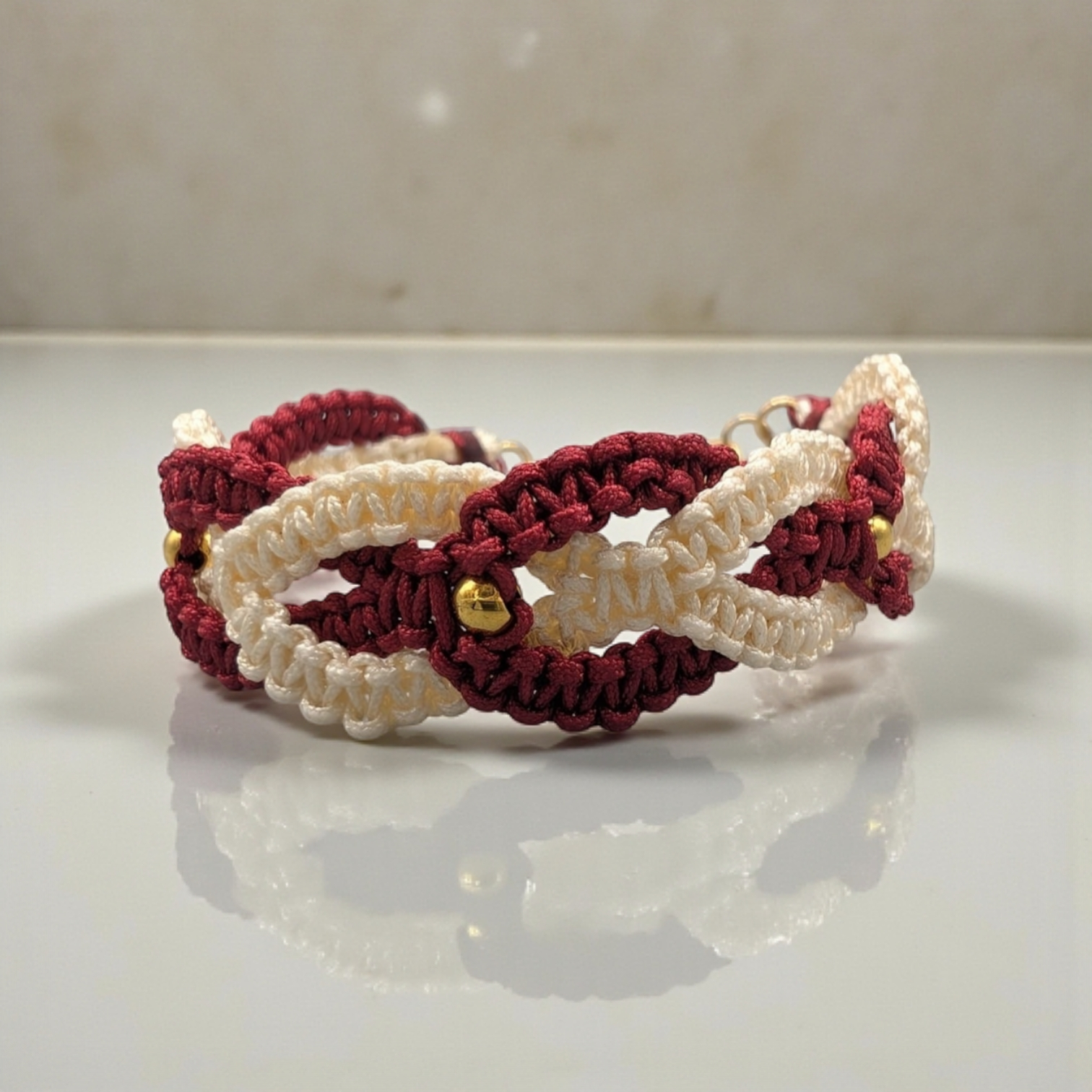 PULSERA DOS TONOS GRANATE Y BEIGE