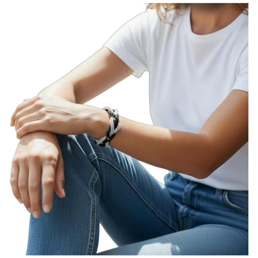 PULSERA DOS TONOS NEGRO Y GRIS