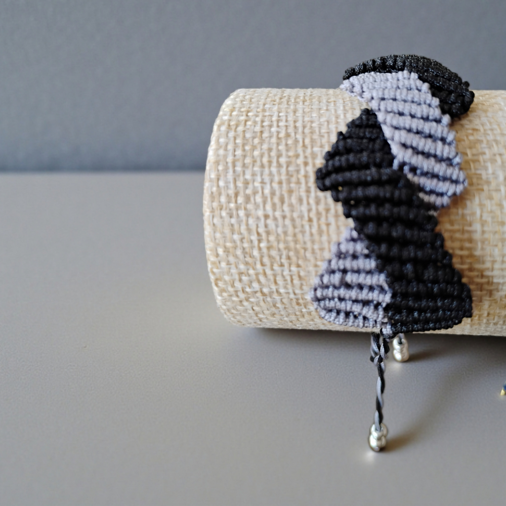 BRAZALETE DOBLE ZIG-ZAG GRIS Y NEGRO