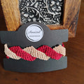 BRAZALETE DOBLE   ZIG-ZAG GRANATE Y CHAMPAN