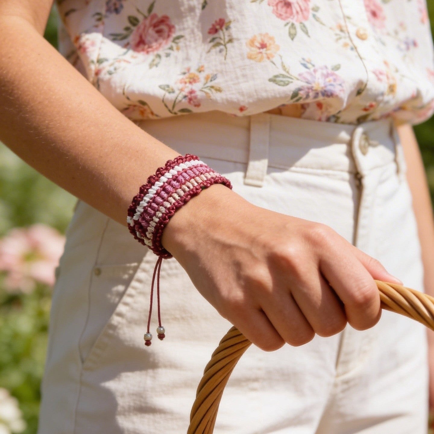 BRAZALETE TRES TONOS GRANATES