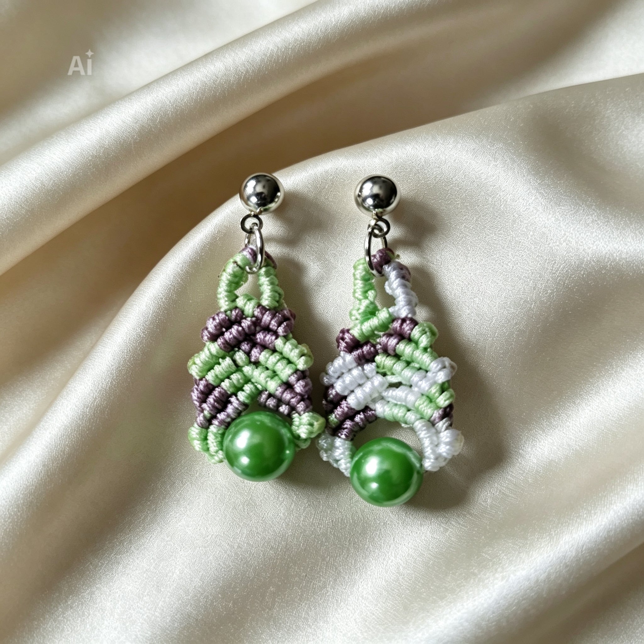PENDIENTES PERLA TONOS VERDES