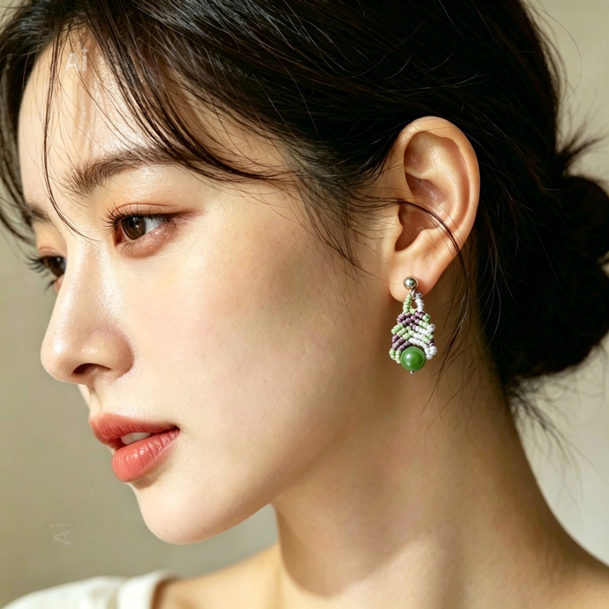 PENDIENTES PERLA TONOS VERDES