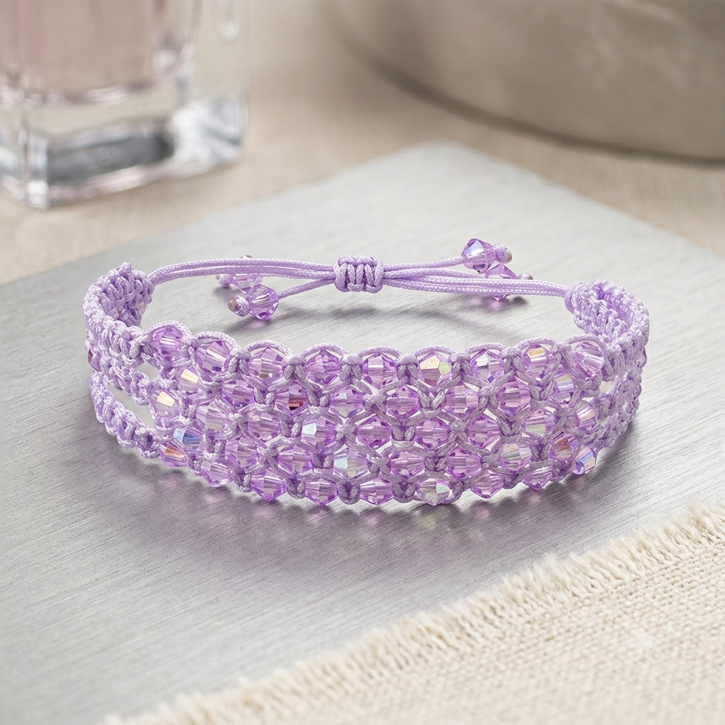 BRAZALETE MALVA CRISTALES NIDO DE ABEJA 🐝 (copia)