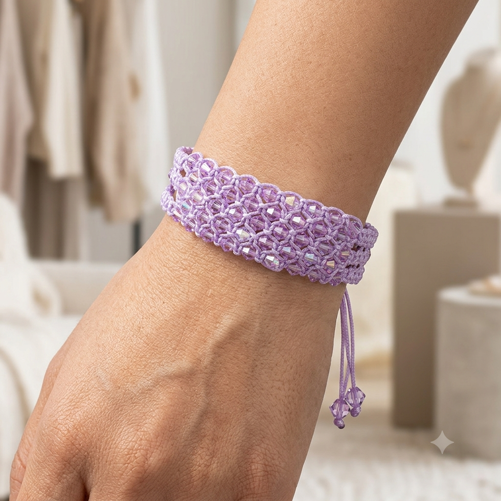 BRAZALETE MALVA CRISTALES NIDO DE ABEJA 🐝 (copia)