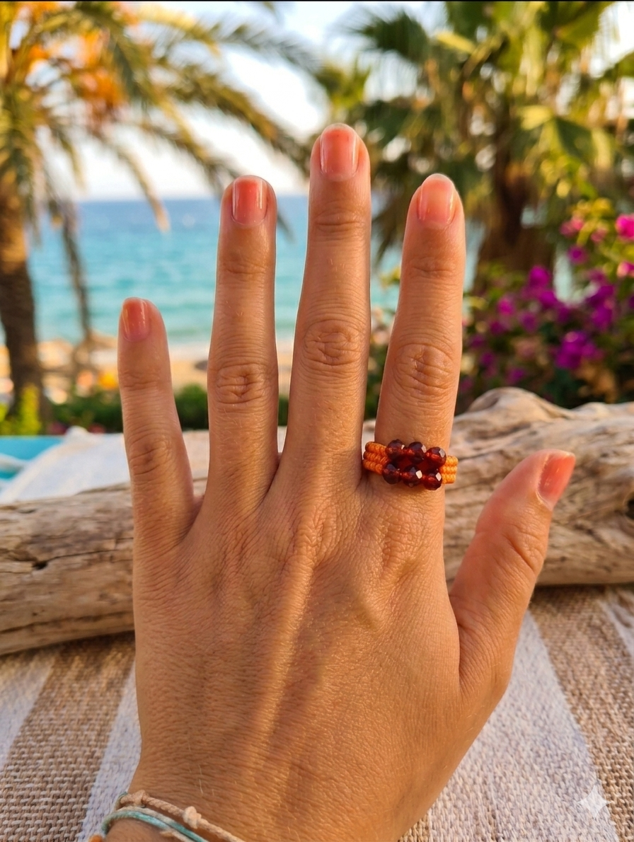 ANILLO SIN UNIÓN naranja con cristales facetados